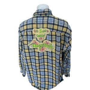 Margaritaville Plaid Flannel Shirt XL Oversized Parrothead Jimmy Buffet Unique